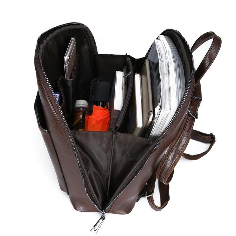 Classic backpack with double zipper - elegant design