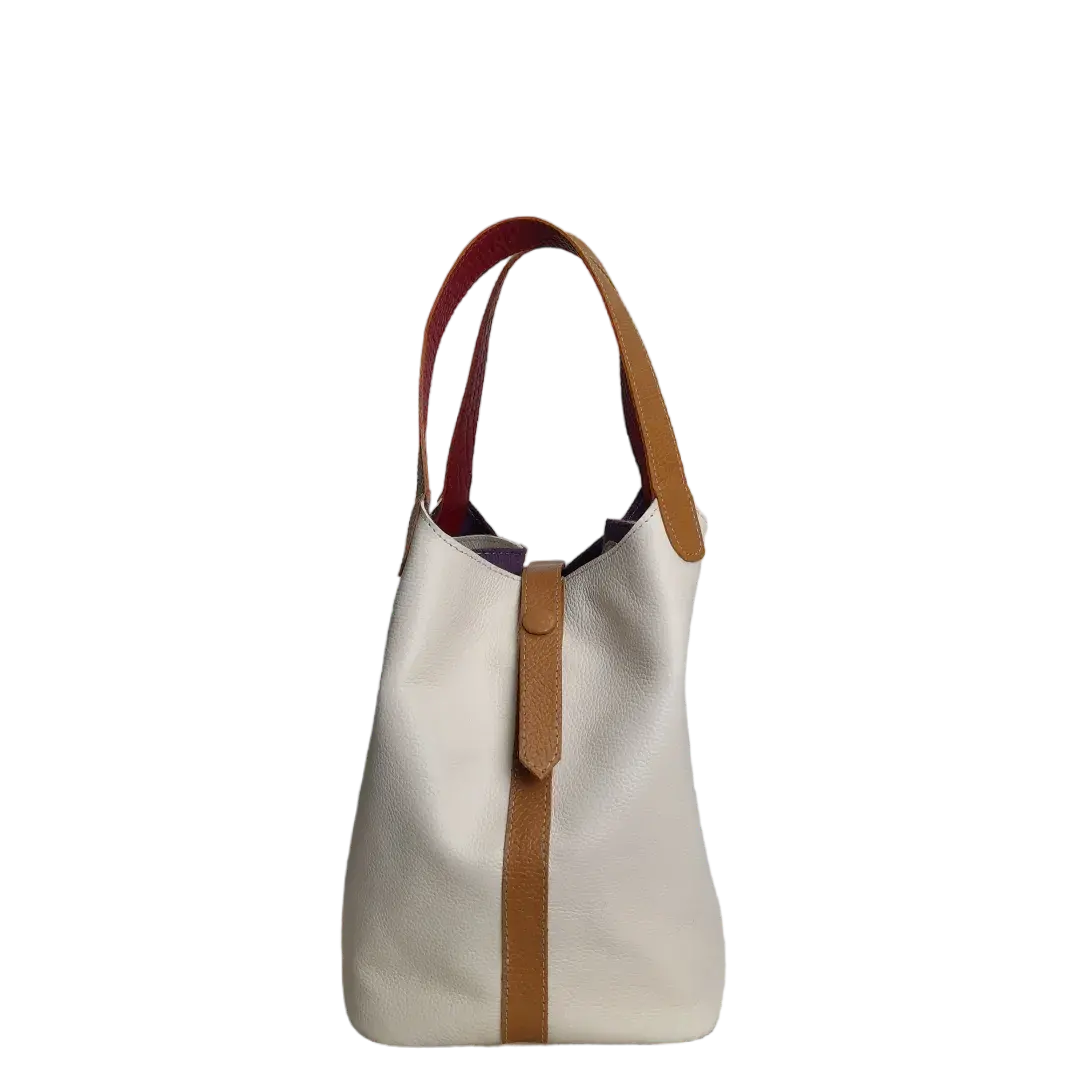Women's leather bag Eva zebra leather x talc