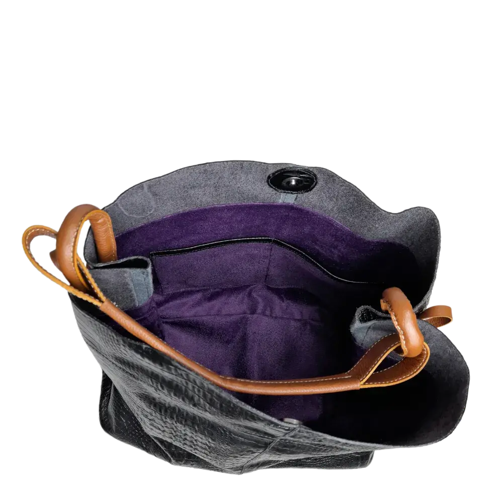 Aubrey Reptil Black Women's Leather Handbag