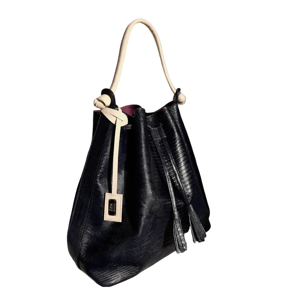 Jade Reptil black leather bag for women