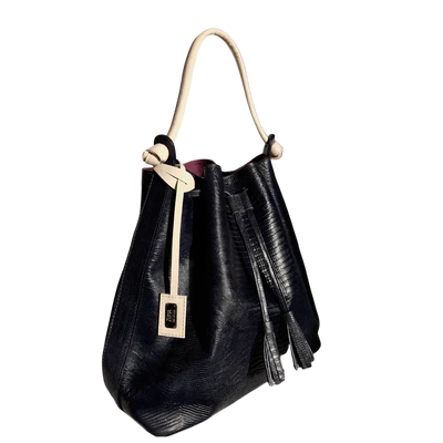 Jade Reptil black leather bag for women