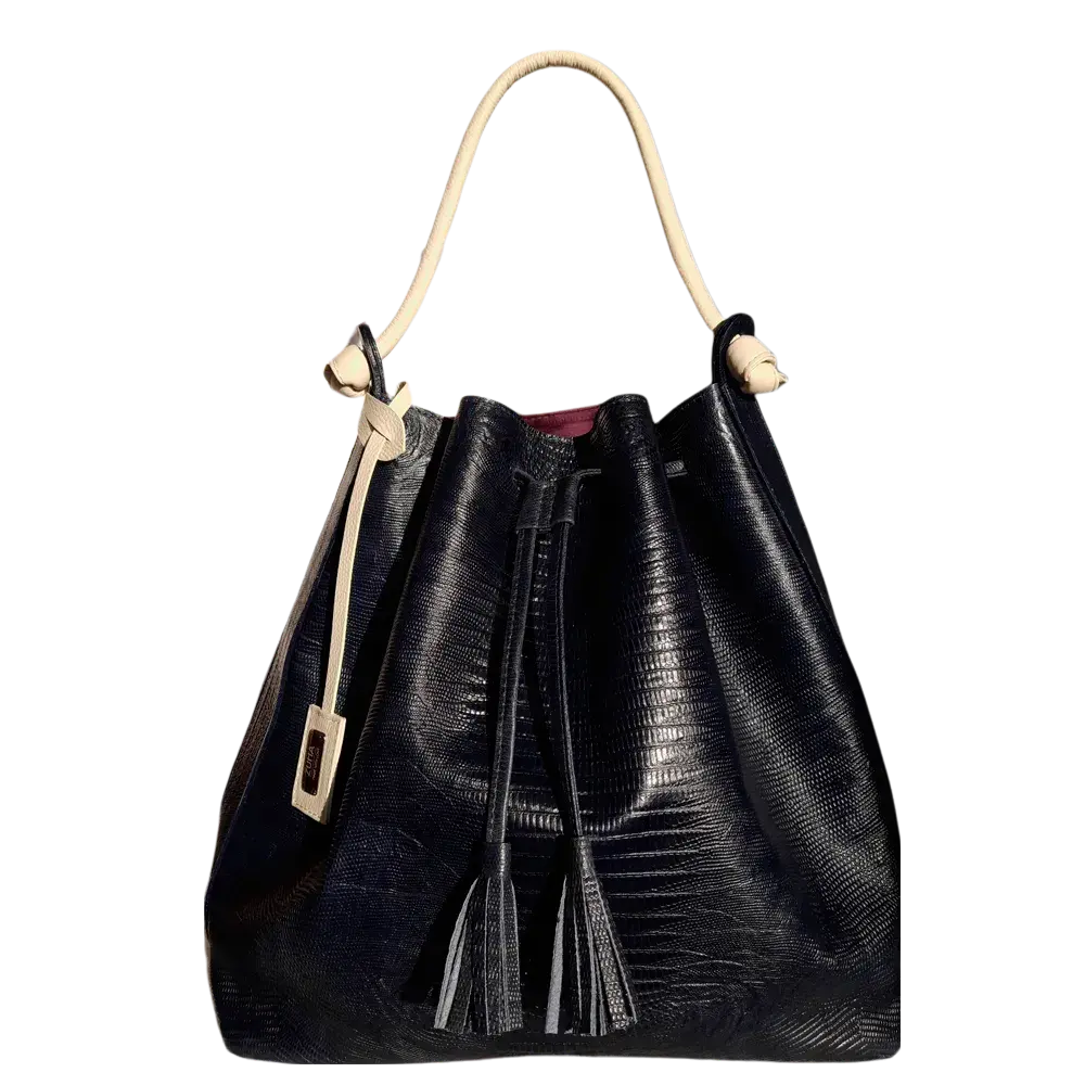 Jade Reptil black leather bag for women