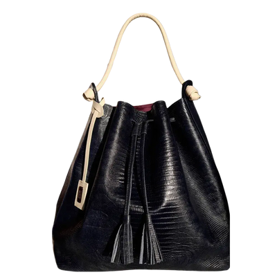 Jade Reptil black leather bag for women