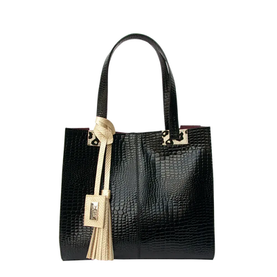 Sara women's black reptile leather bag