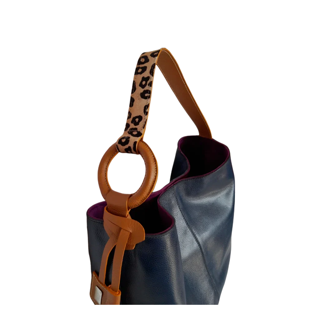 Nora dark blue leather bag for women