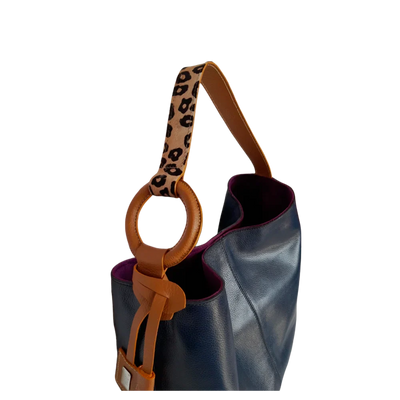 Nora dark blue leather bag for women