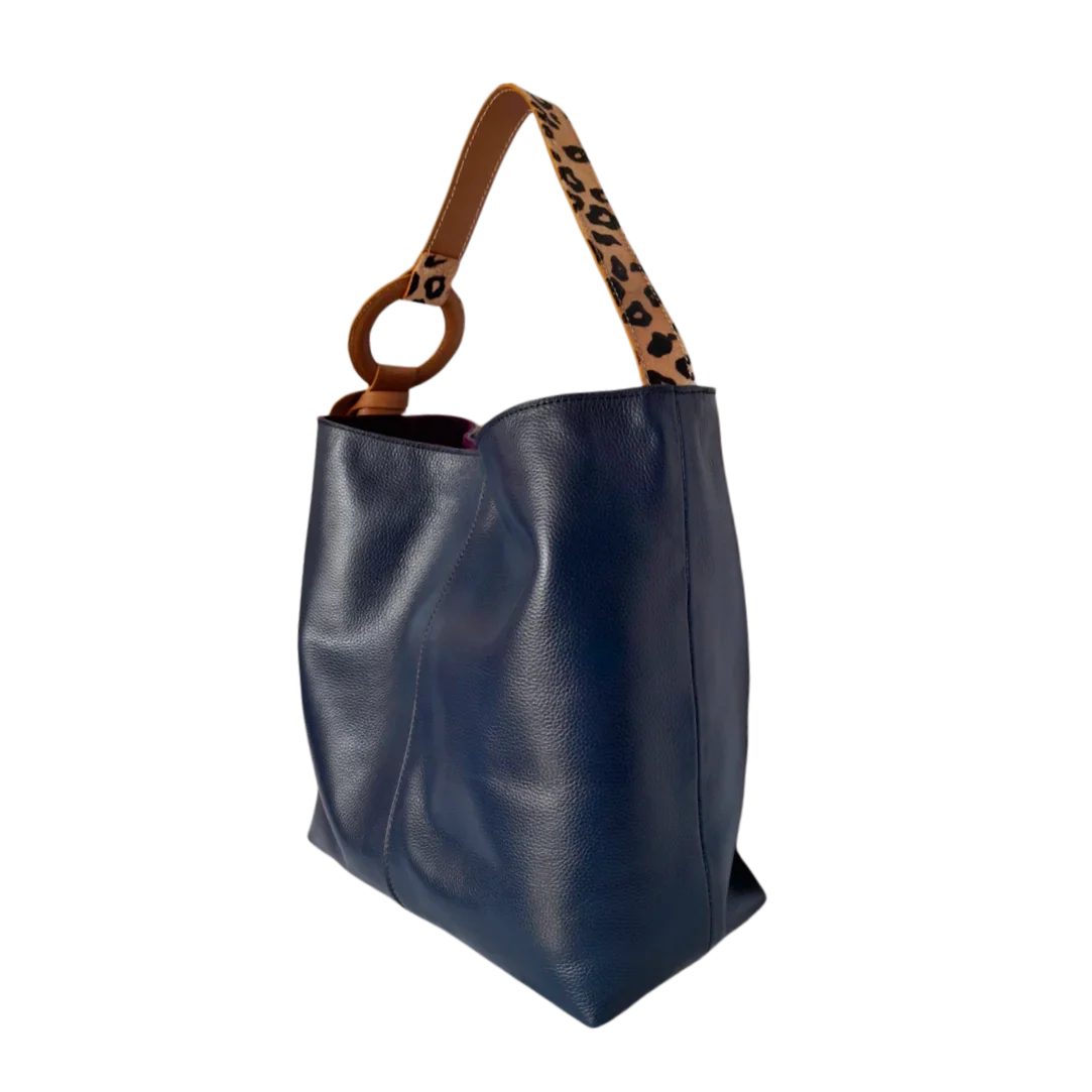 Nora dark blue leather bag for women