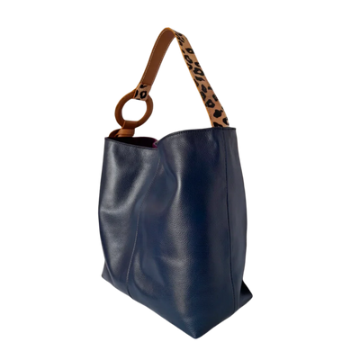 Nora dark blue leather bag for women