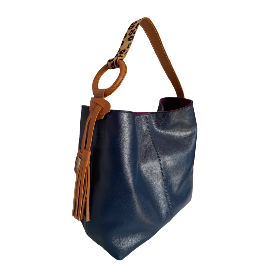 Nora dark blue leather bag for women