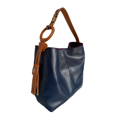 Nora dark blue leather bag for women