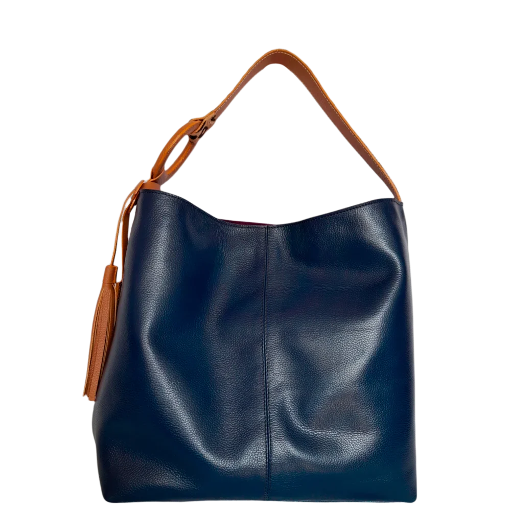 Nora dark blue leather bag for women