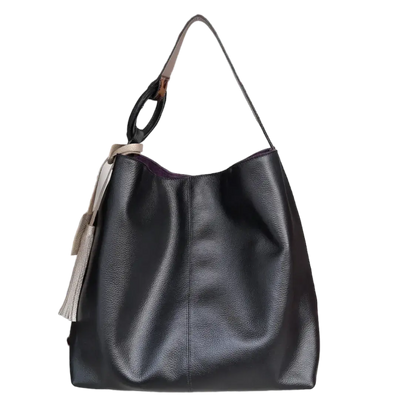 Nora black leather bag for women