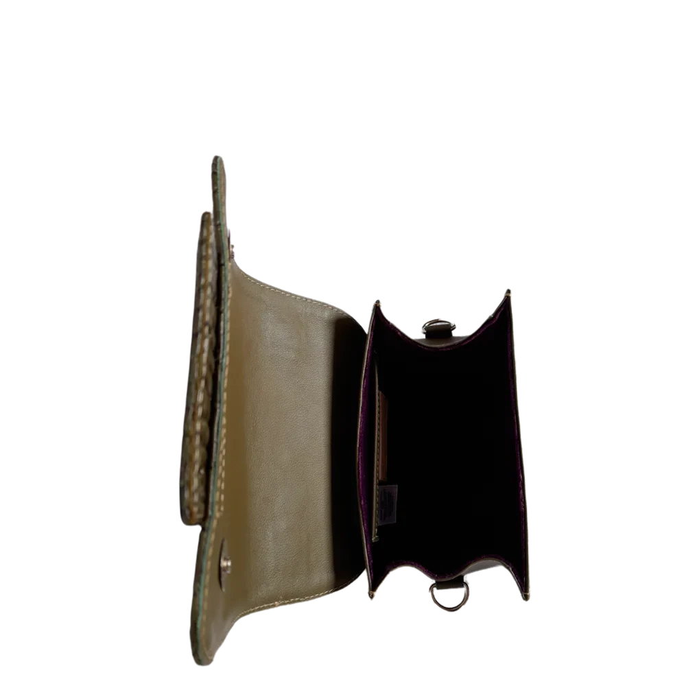 Elizabeth Glavial women's leather handbag in olive green