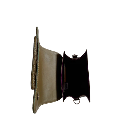 Elizabeth Glavial women's leather handbag in olive green