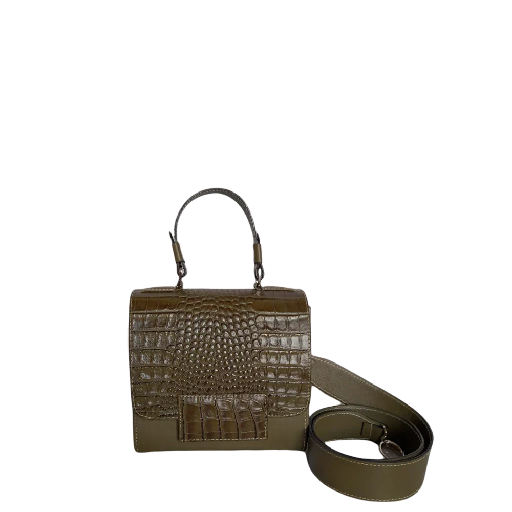 Elizabeth Glavial women's leather handbag in olive green
