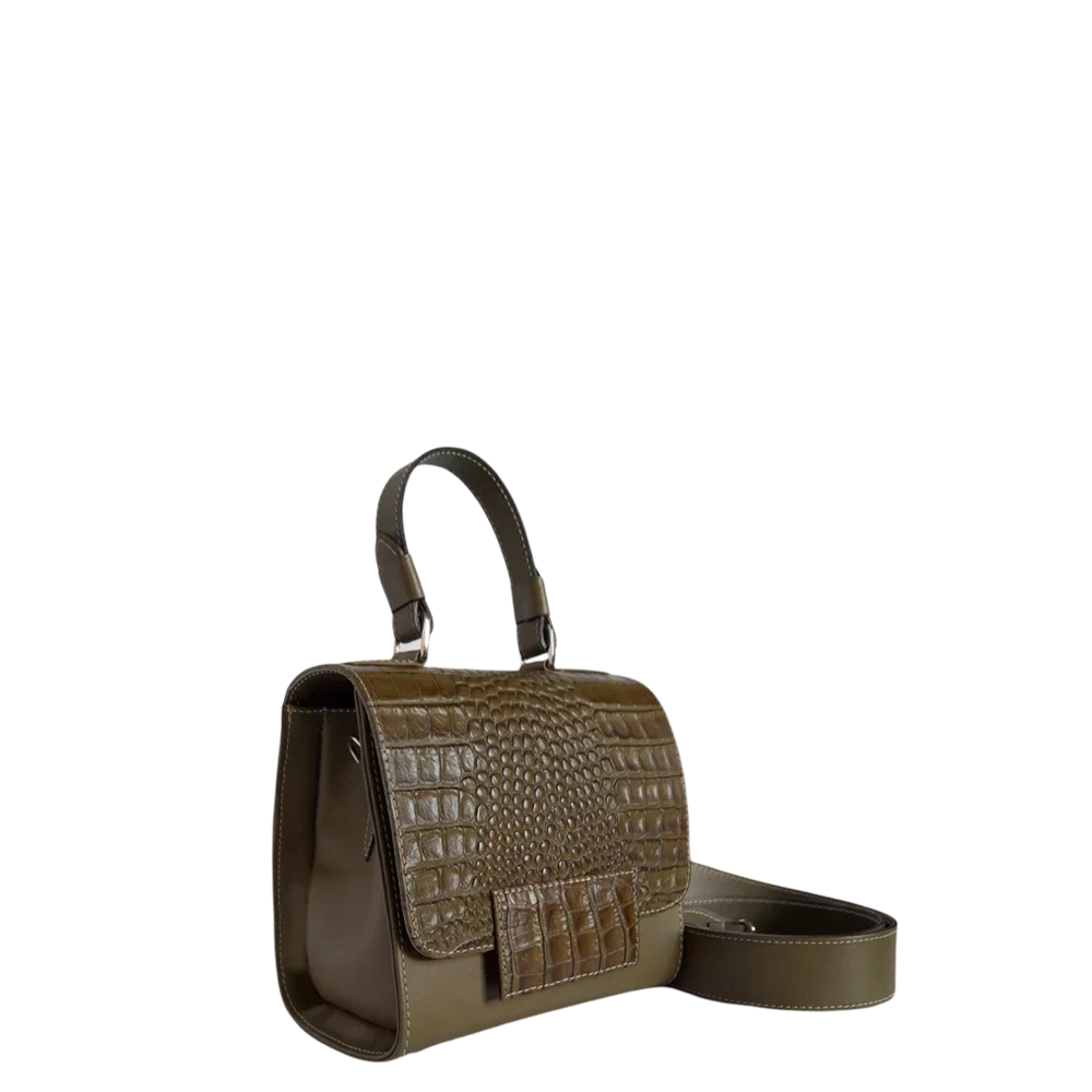 Elizabeth Glavial women's leather handbag in olive green