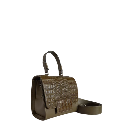 Elizabeth Glavial women's leather handbag in olive green