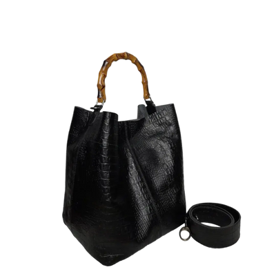 Claire women's black reptile leather bag