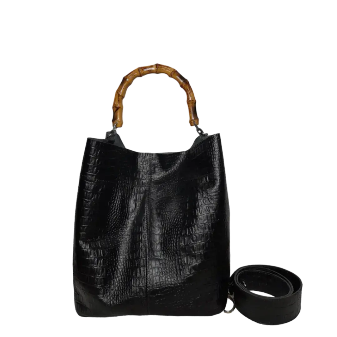 Claire women's black reptile leather bag