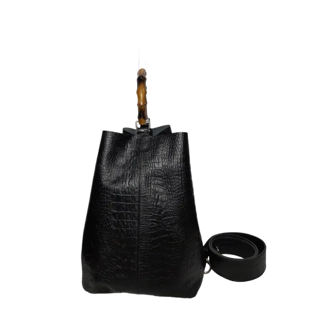Claire women's black reptile leather bag