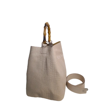 Claire women's leather bag in nude reptile