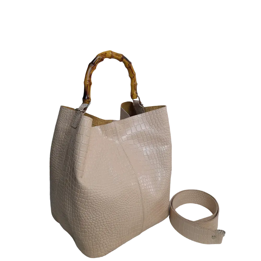 Claire women's leather bag in nude reptile