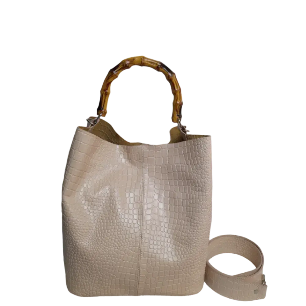 Claire women's leather bag in nude reptile