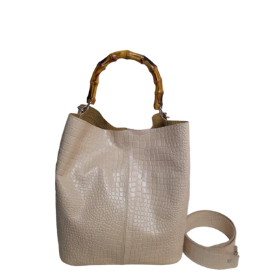 Claire women's leather bag in nude reptile