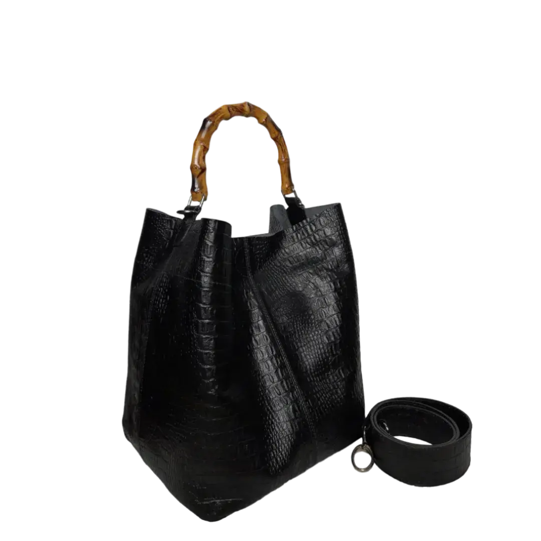 Claire women's black reptile leather bag