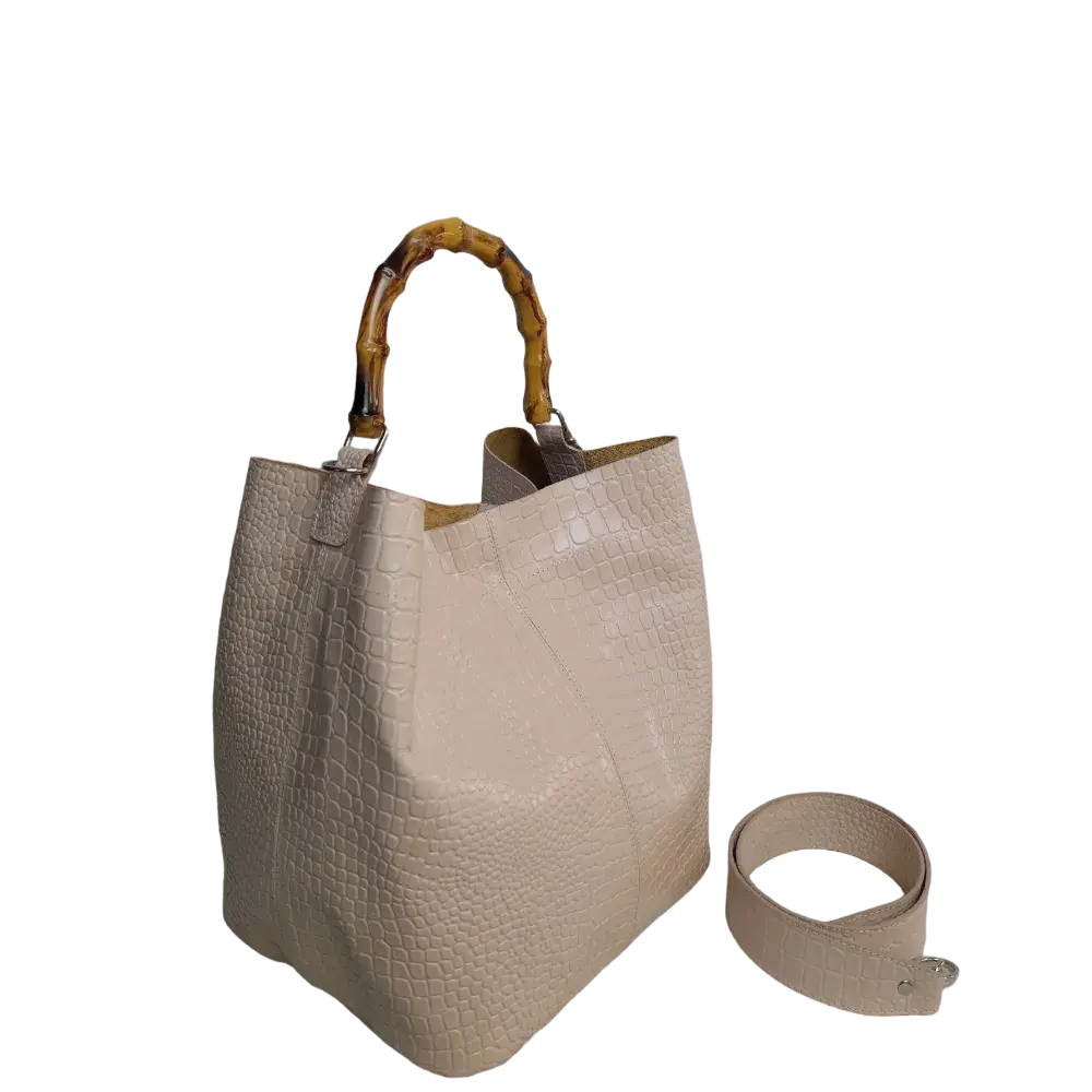 Claire women's leather bag in nude reptile