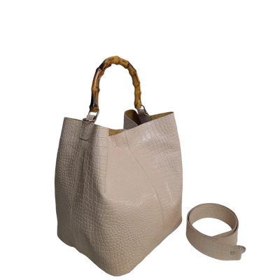 Claire women's leather bag in nude reptile