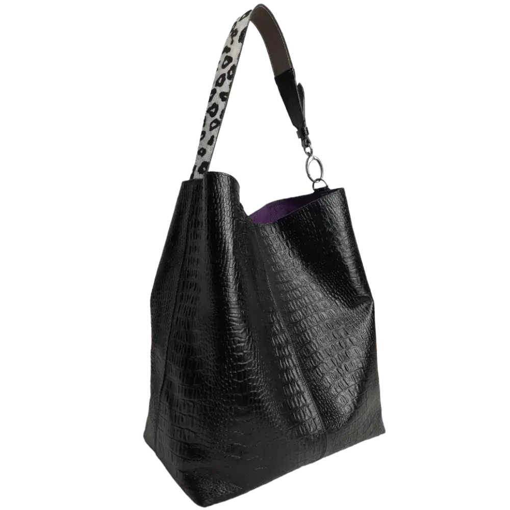 Serenity Reptil Black Women's Leather Handbag