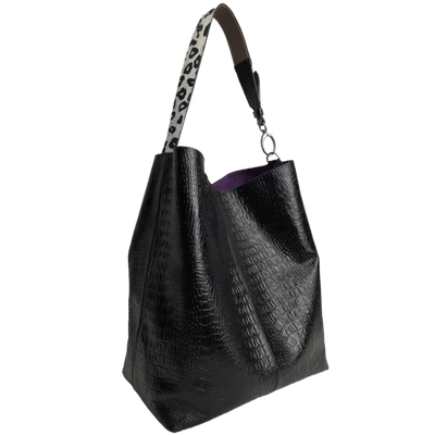 Serenity Reptil Black Women's Leather Handbag