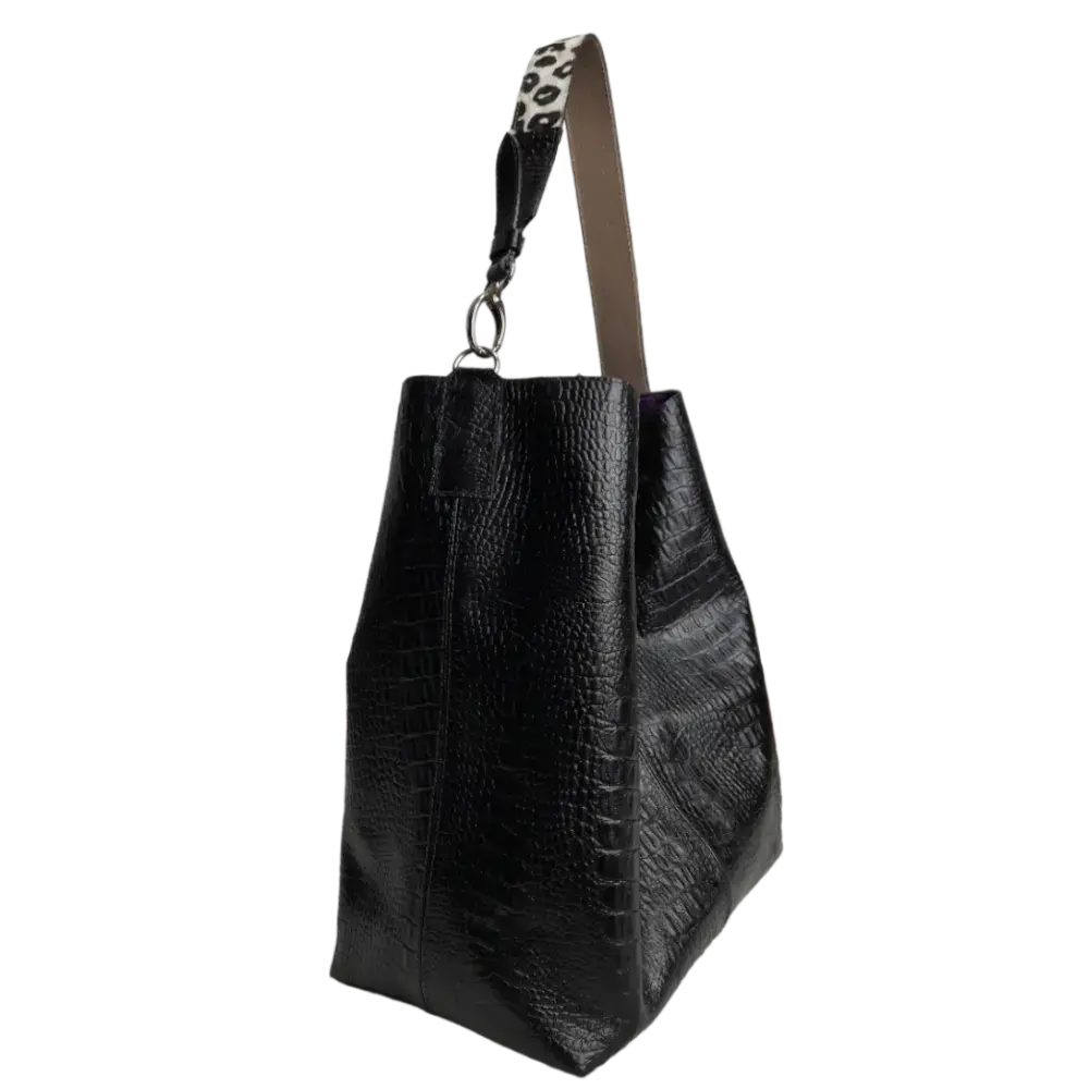 Serenity Reptil Black Women's Leather Handbag
