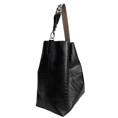 Serenity Reptil Black Women's Leather Handbag