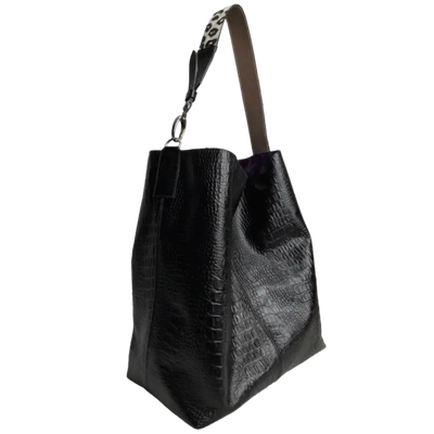 Serenity Reptil Black Women's Leather Handbag