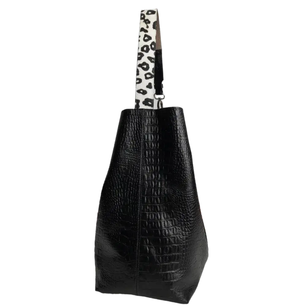 Serenity Reptil Black Women's Leather Handbag
