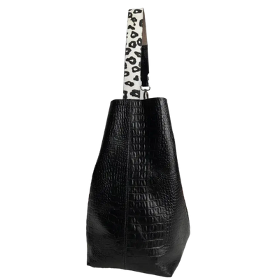 Serenity Reptil Black Women's Leather Handbag