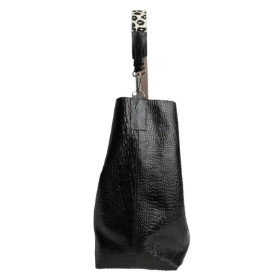 Serenity Reptil Black Women's Leather Handbag