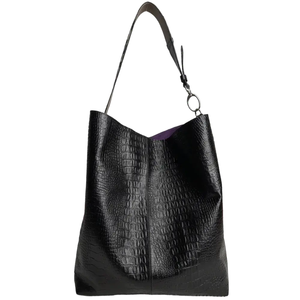 Serenity Reptil Black Women's Leather Handbag
