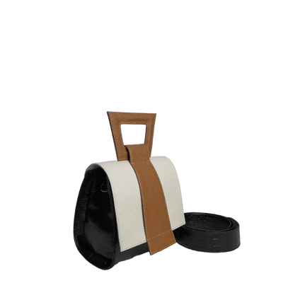 Clara Reptil black leather handbag for women with talcum powder
