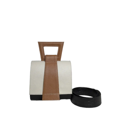 Clara Reptil black leather handbag for women with talcum powder