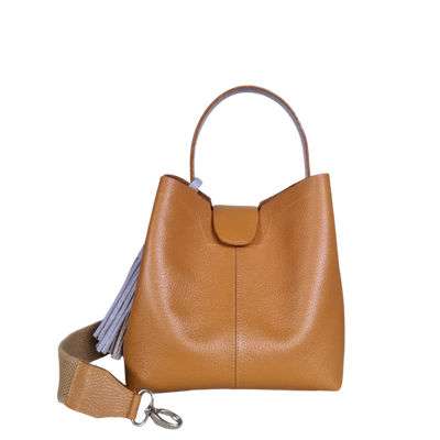 Lucia small leather handbag for women in honey color