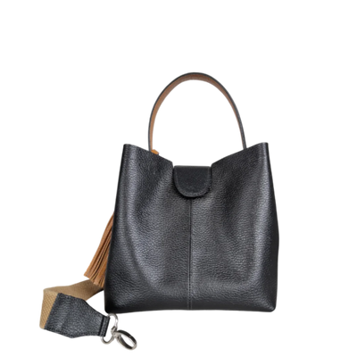 Lucia small leather bag for women, black