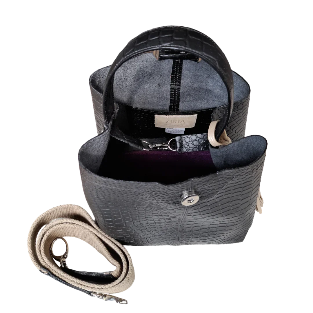 Lucia small leather bag for women, black