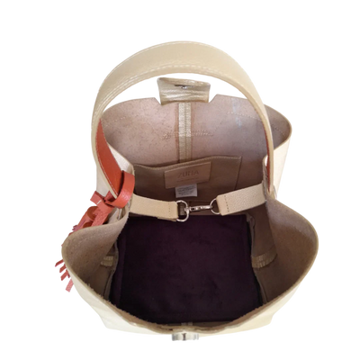Lucia gold small leather bag for women