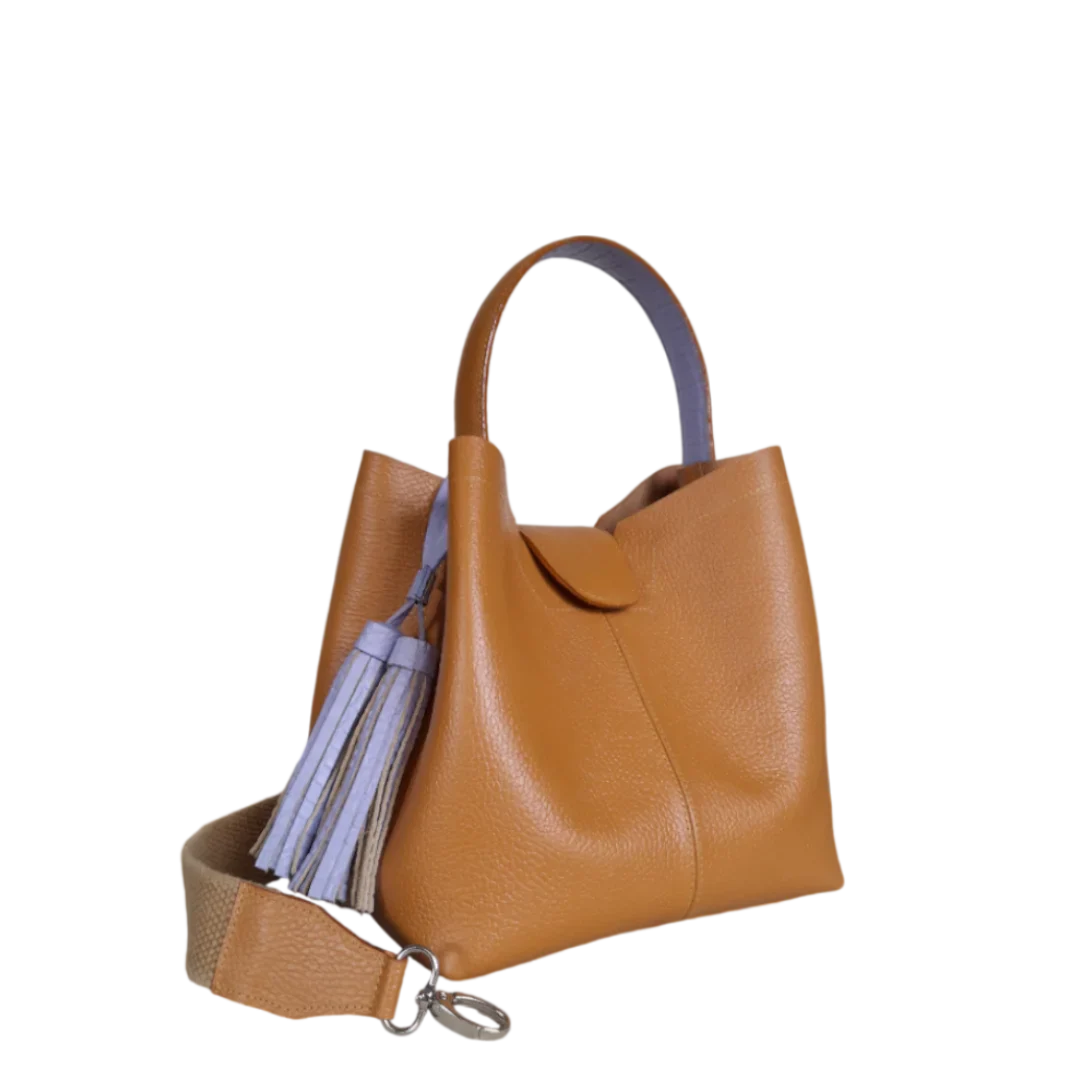 Lucia small leather handbag for women in honey color