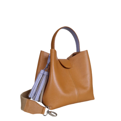 Lucia small leather handbag for women in honey color
