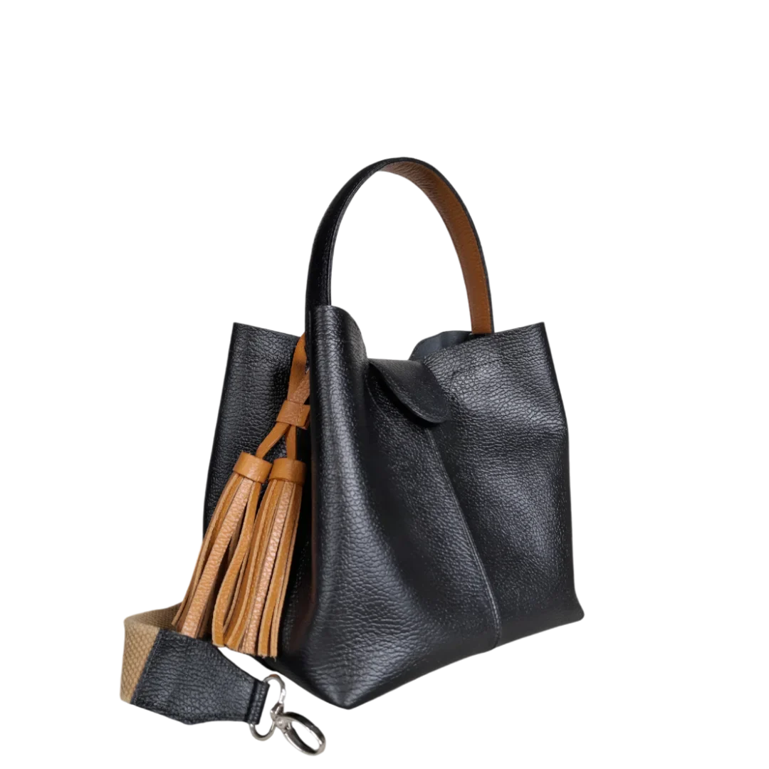Lucia small leather bag for women, black