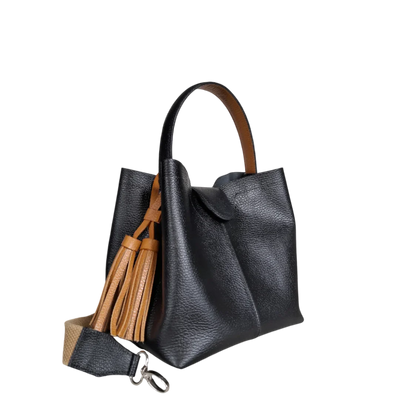 Lucia small leather bag for women, black